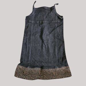 THE CHILDREN’S PLACE Black Denim Jumper Animal Print Trim Size 8